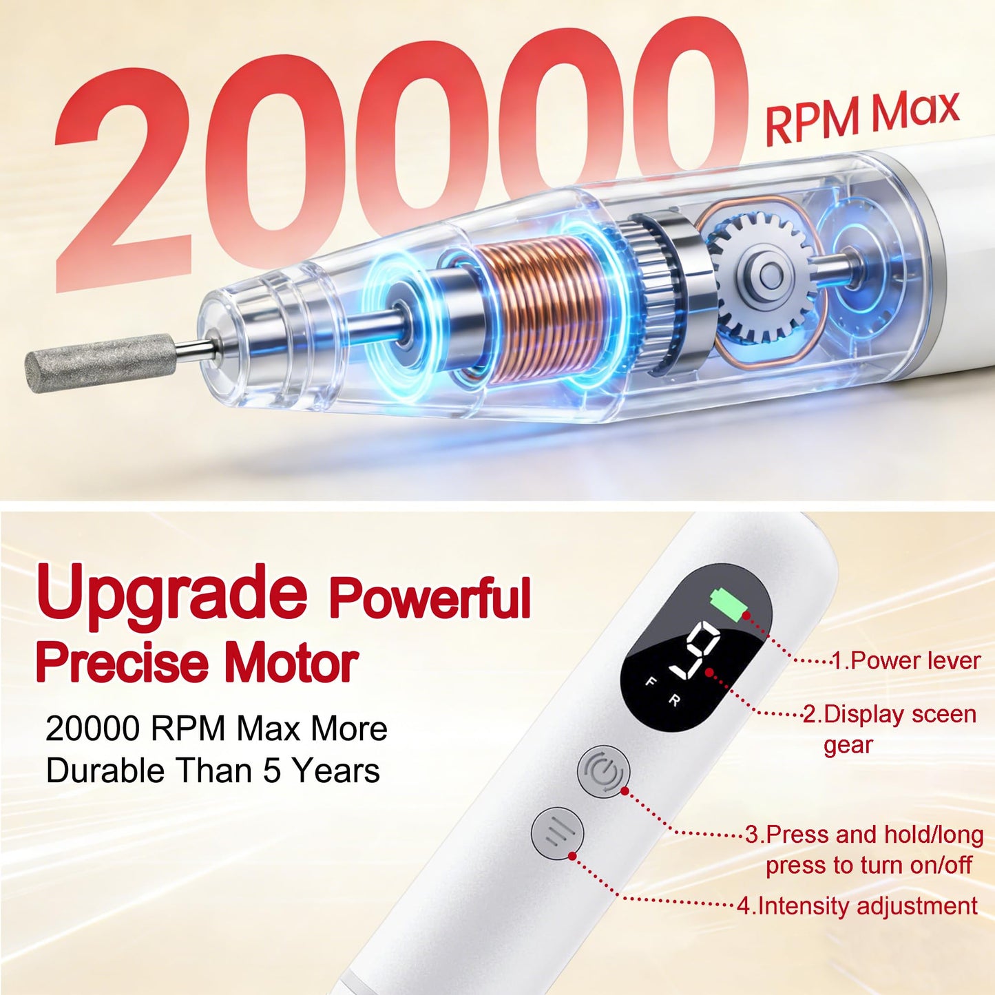 Full contents of professional manicure and pedicure electric drill set