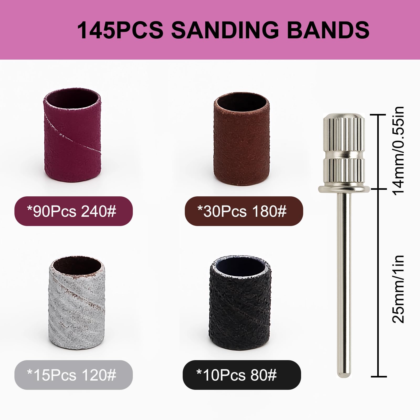 HomTop sanding bands with different grit textures displayed