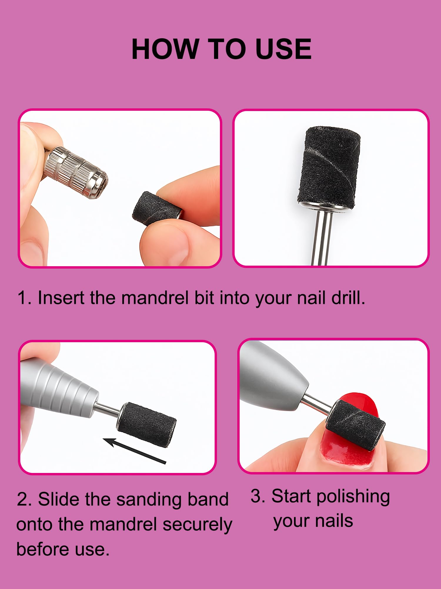 Side profile view of HomTop nail drill sanding bands set