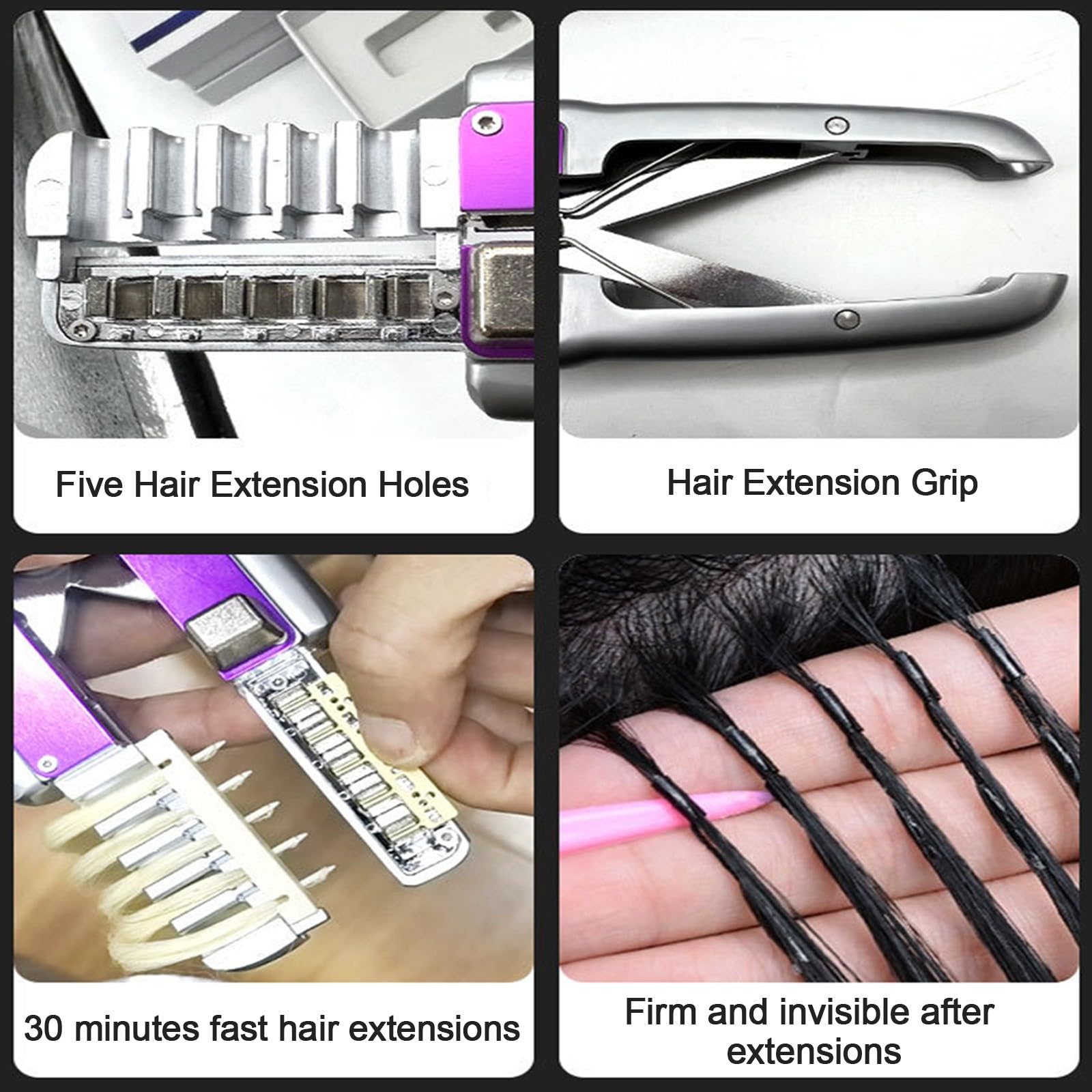 Professional 6D hair extension tool kit with remover