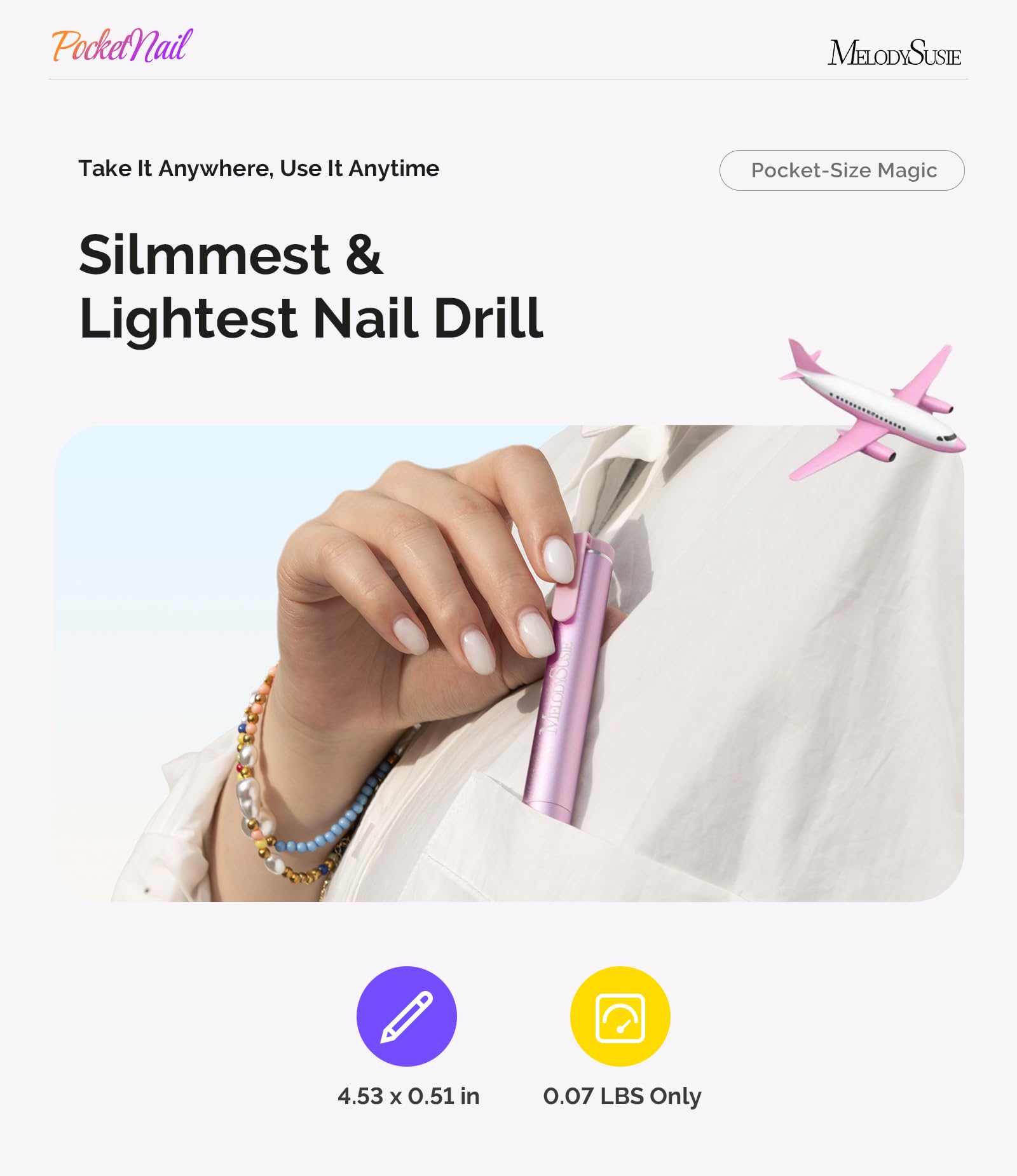 MelodySusie portable electric nail drill ergonomic handpiece design
