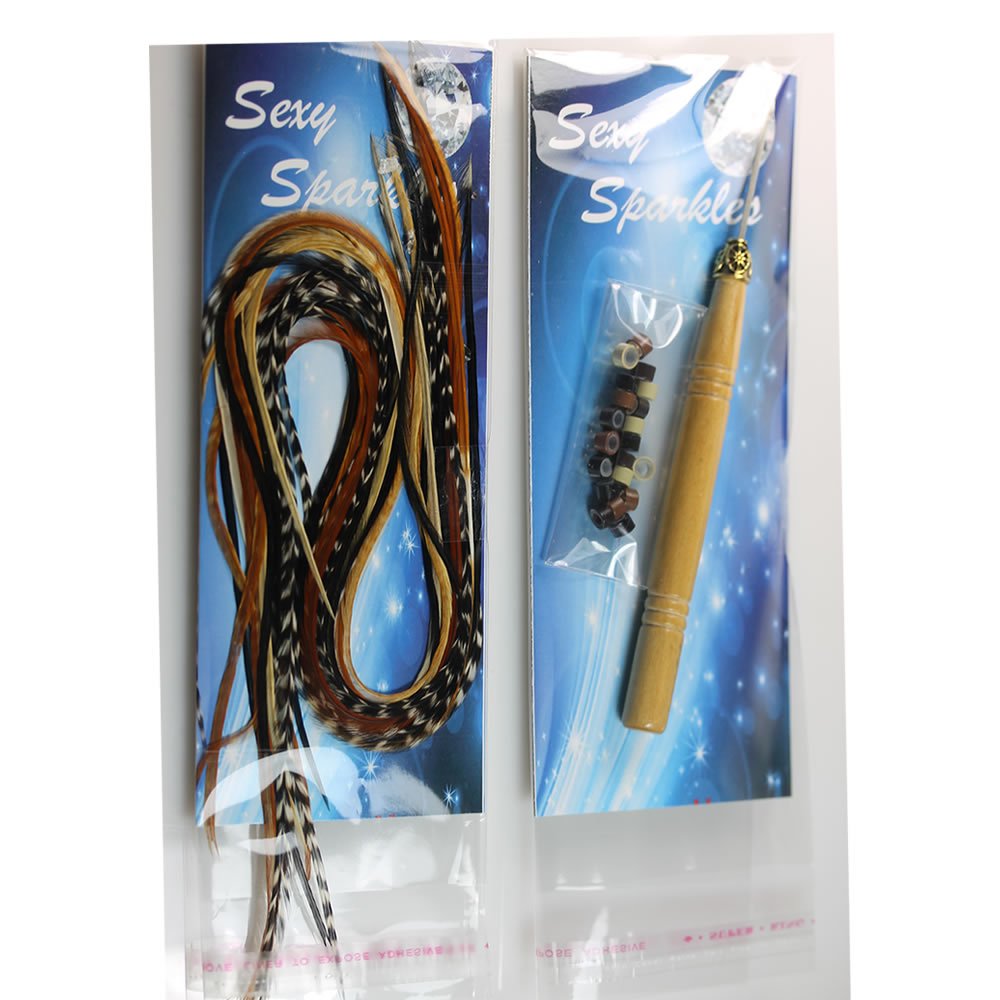 Real rooster hair feathers with professional loop tool and beads