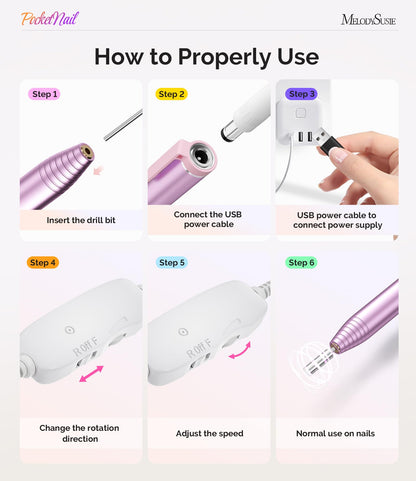 Rose gold MelodySusie PC100G nail drill USB connection