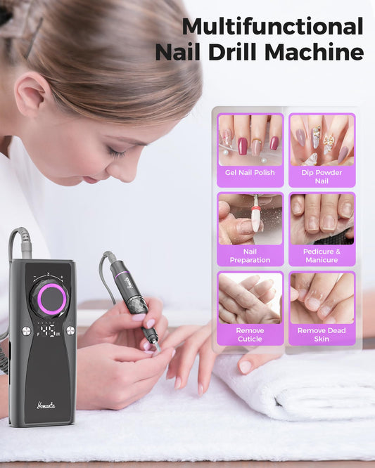 Close up of the twelve individual metal and diamond dust drill bits included in the professional efile set