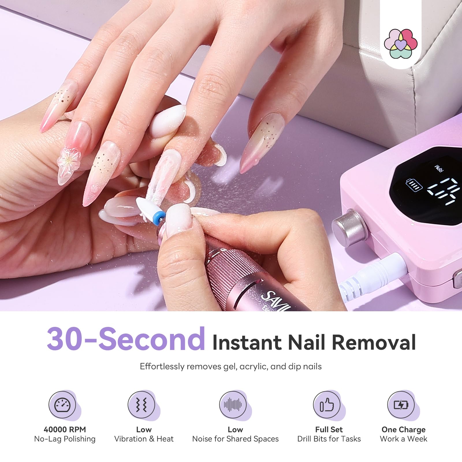 Saviland electric nail drill handpiece and control box set
