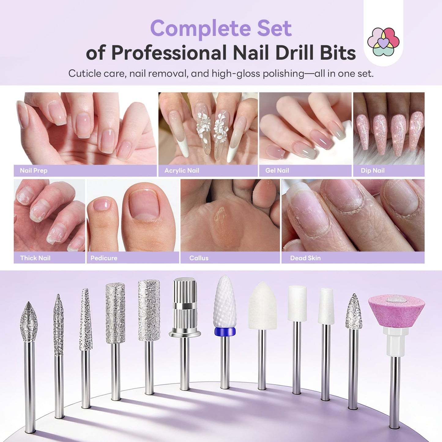 Close up of Saviland gradient purple electric nail drill