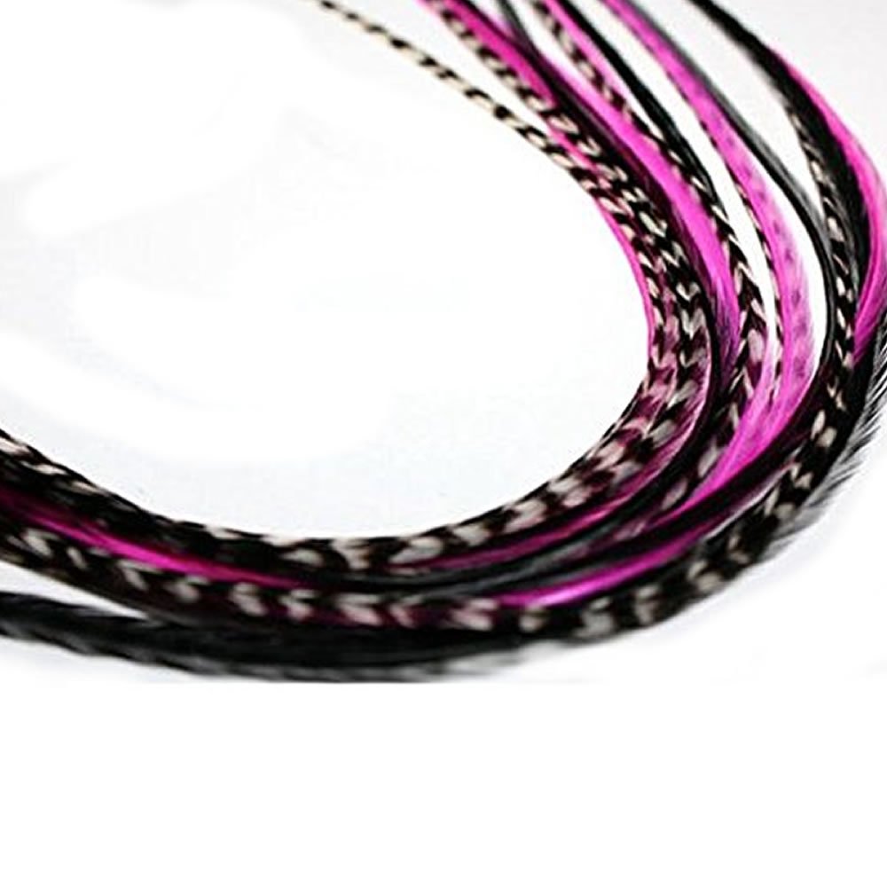 Five piece bonded feather hair extension pack with silicone beads