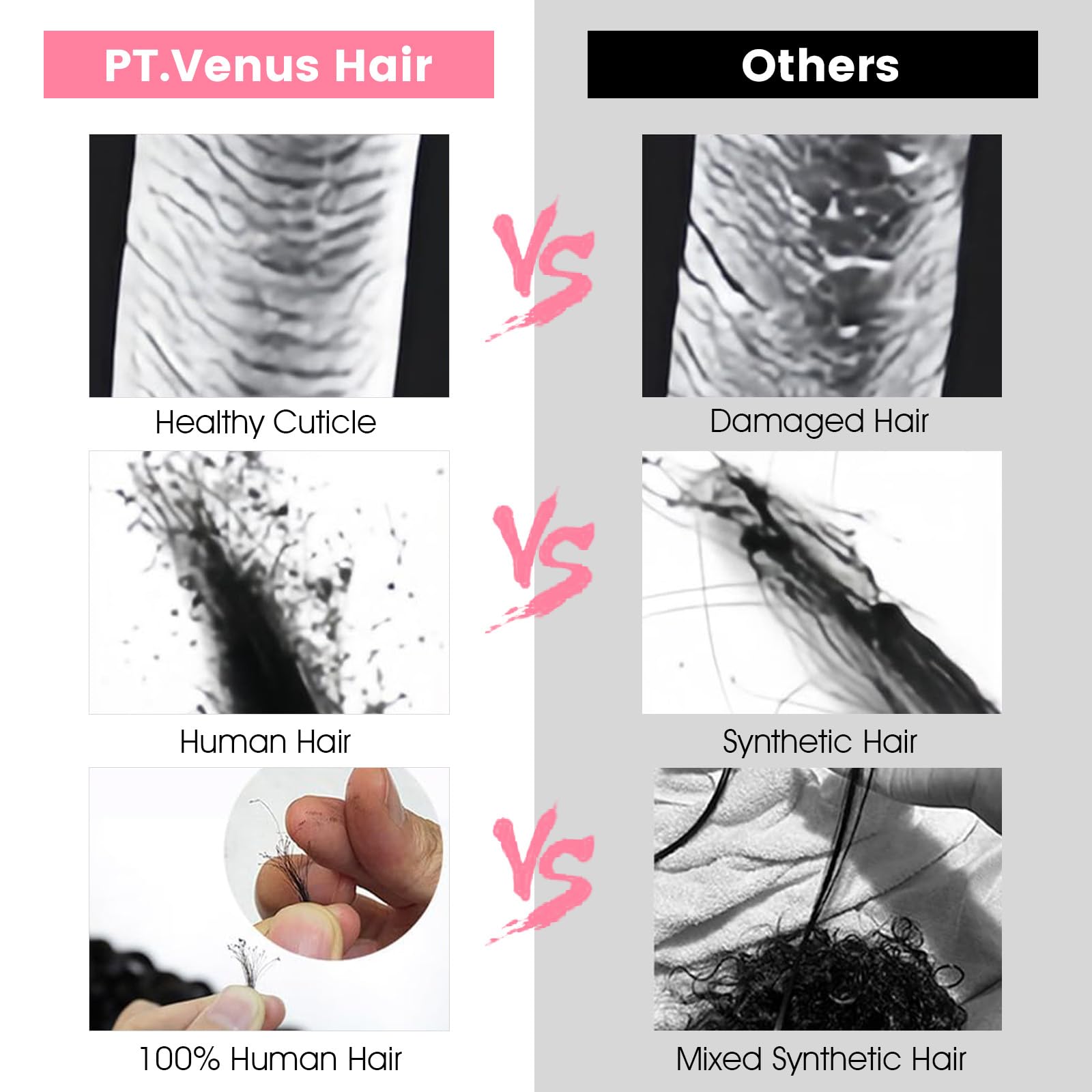 PT.Venus unprocessed natural black curly hair weave set