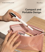 Ultra slim cordless manicure drill surrounded by five interchangeable professional styling bits