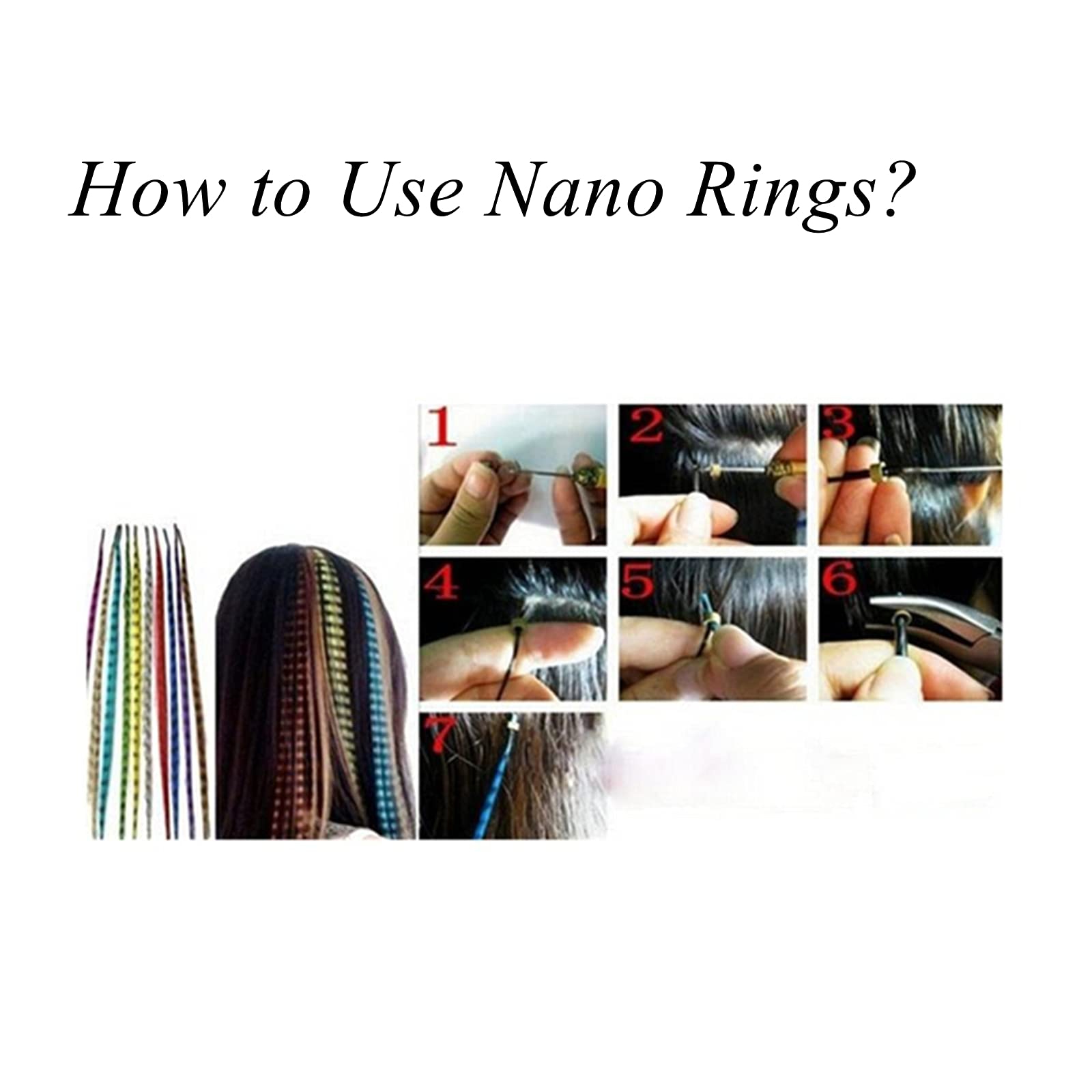 Top view of small metal nano beads for feather hair extensions