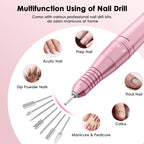 Cordless nail drill handpiece and accessories in a box