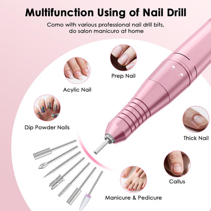 Cordless nail drill handpiece and accessories in a box