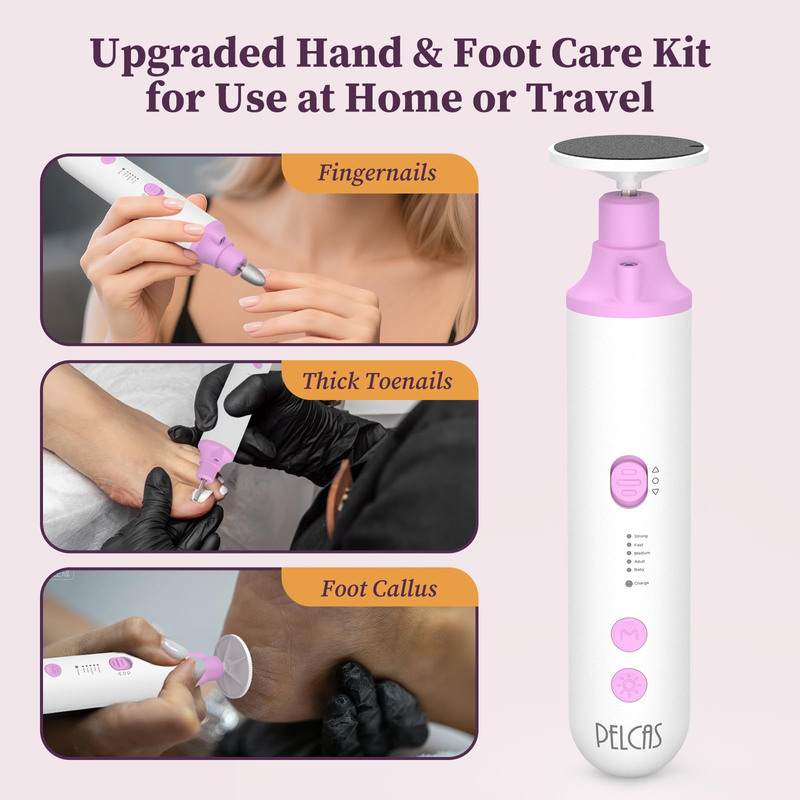 Pelcas cordless manicure and pedicure device components