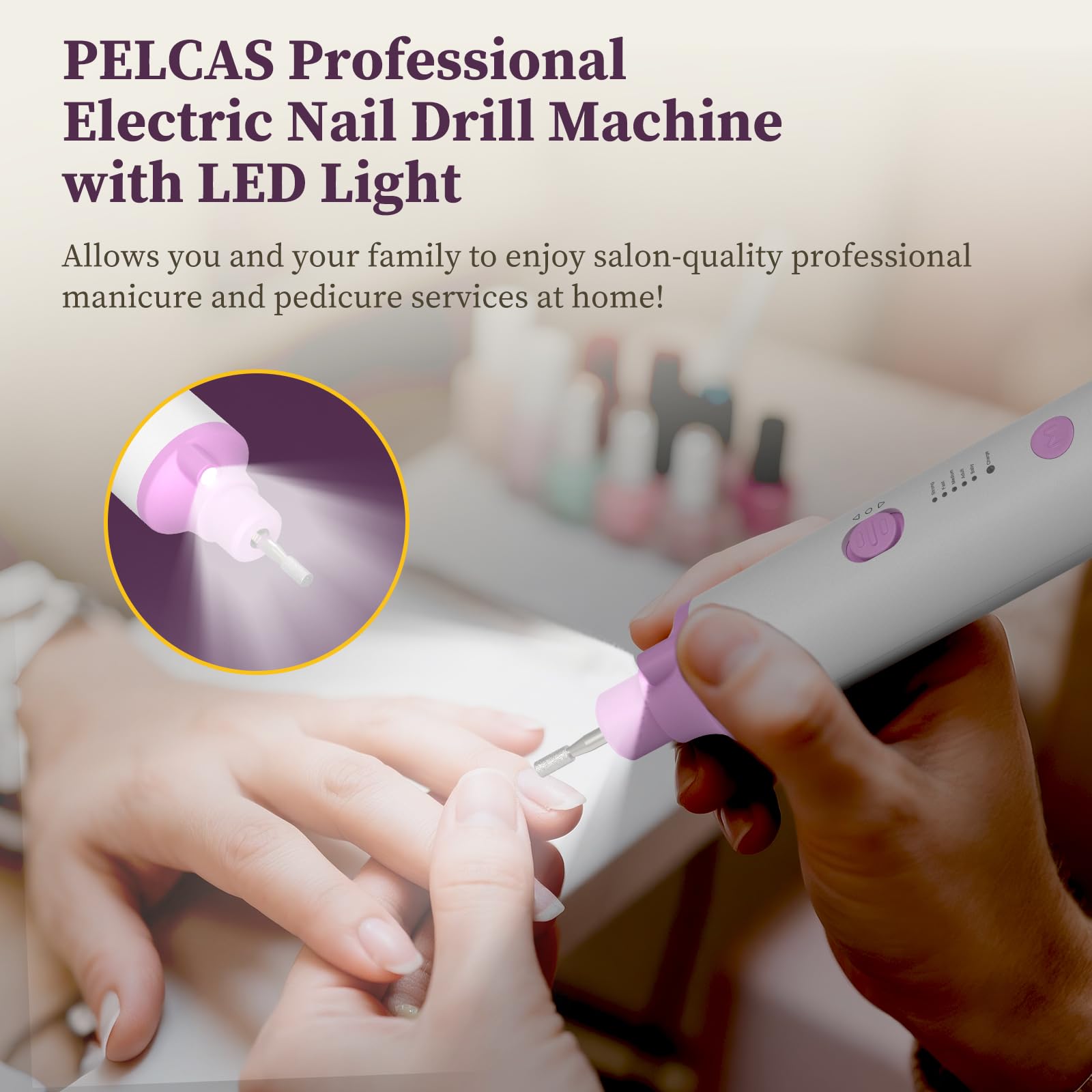 Close up of Pelcas nail drill bits and accessories