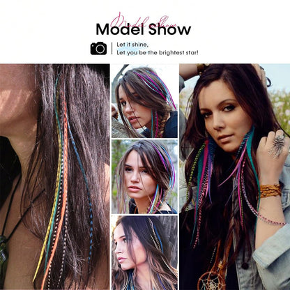 Demonstration of DIY hair feather extension application