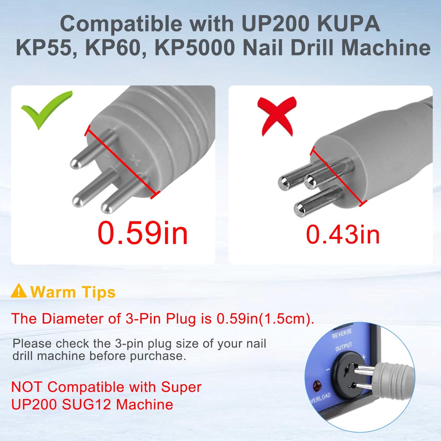 Professional replacement handpiece with 3-pin connector