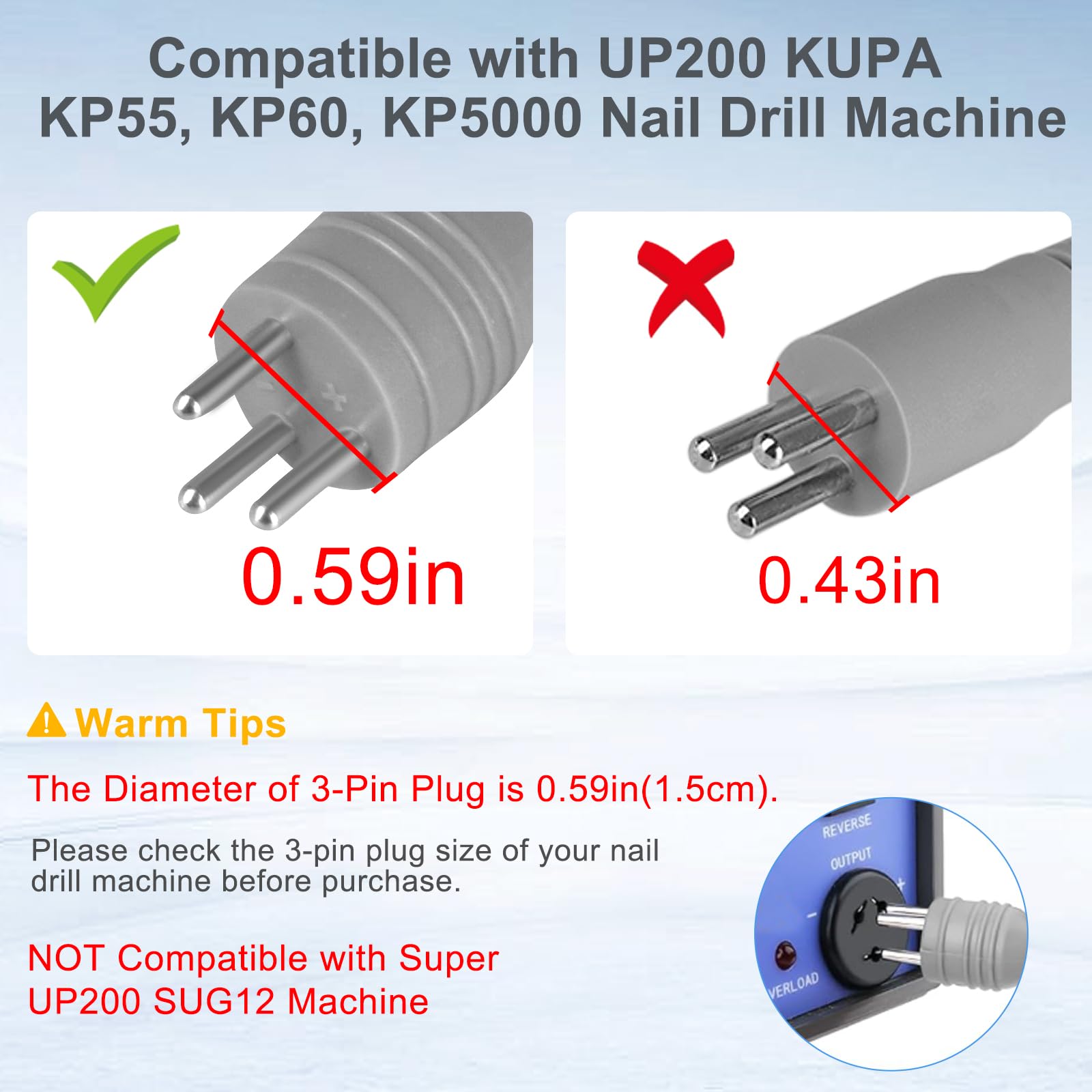 Professional replacement handpiece with 3-pin connector