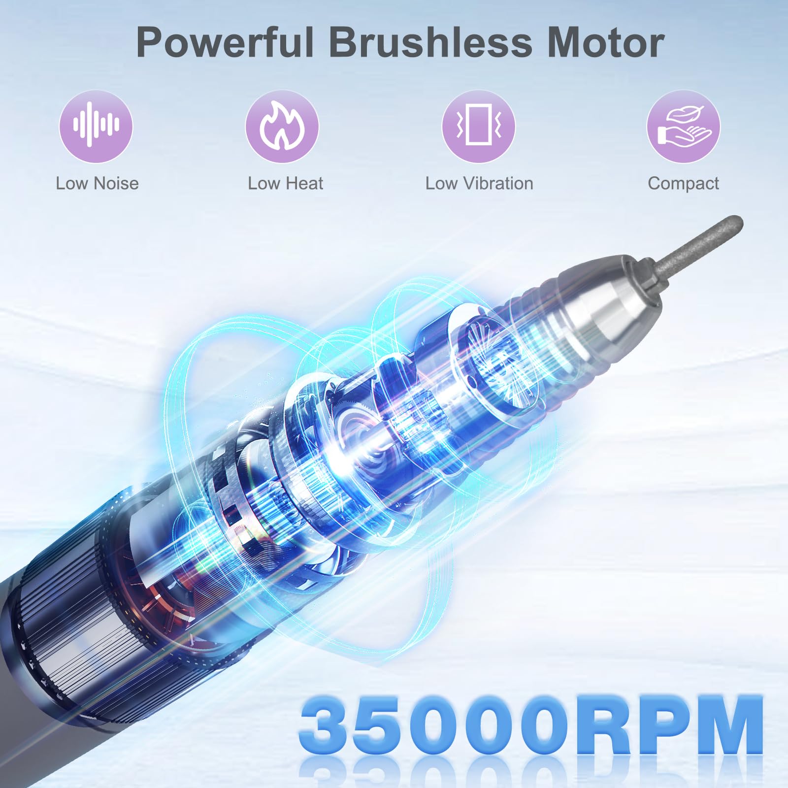 Side profile of Btyms electric nail file handle