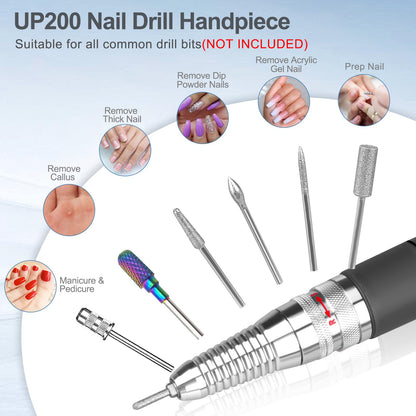 Ergonomic metallic nail drill handle for salon use