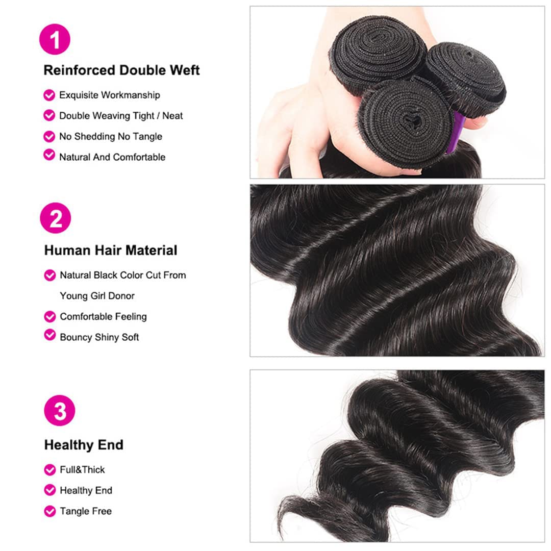Set of 4 Pinjuoo Vanlov virgin human hair bundles arranged together
