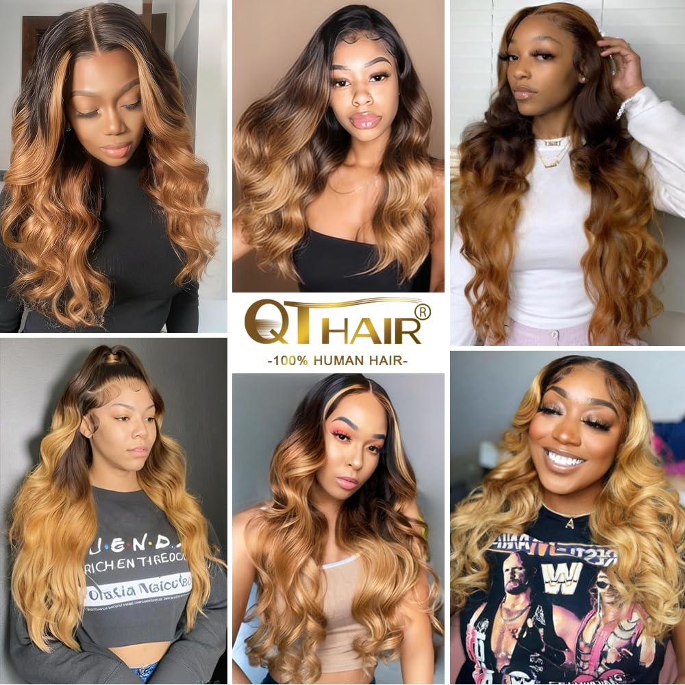Close up of Qthair 1b 4 27 ombre color hair texture