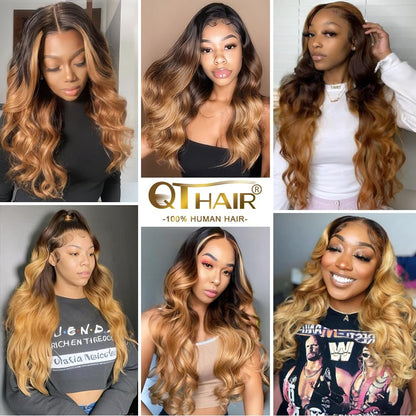 Close up of Qthair 1b 4 27 ombre color hair texture