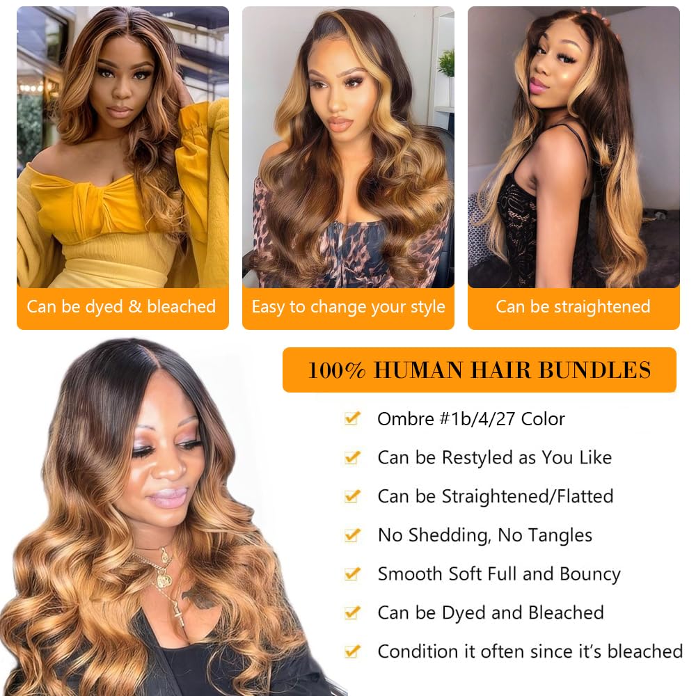 Side profile of Qthair ombre body wave human hair