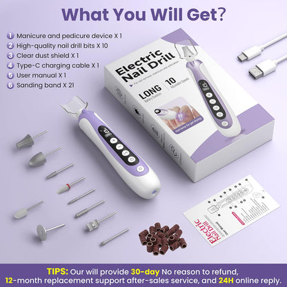 Rechargeable electric nail file for thick toenails maintenance