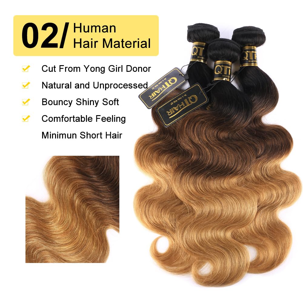 Qthair 3 bundle set showing length variation 10 12 14 inch
