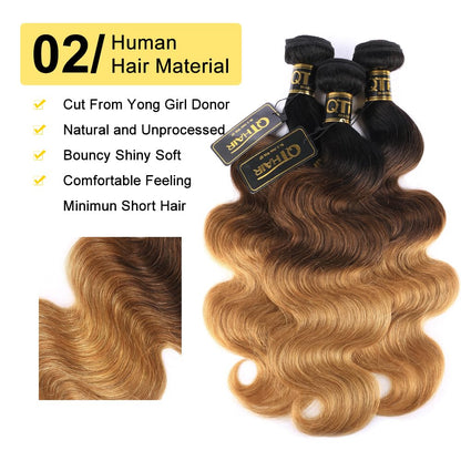 Qthair 3 bundle set showing length variation 10 12 14 inch