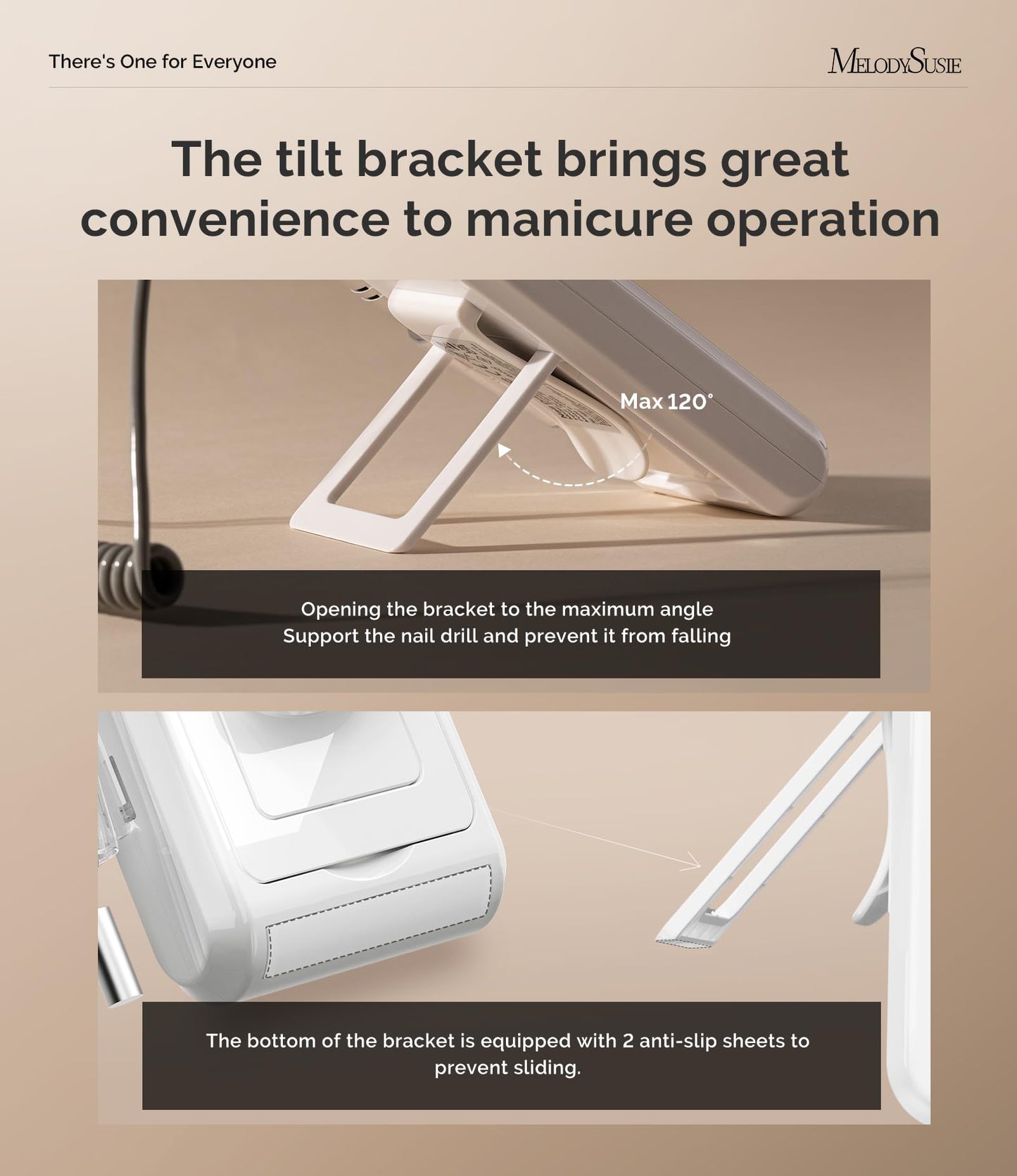 MelodySusie E-file showing adjustable built-in stand