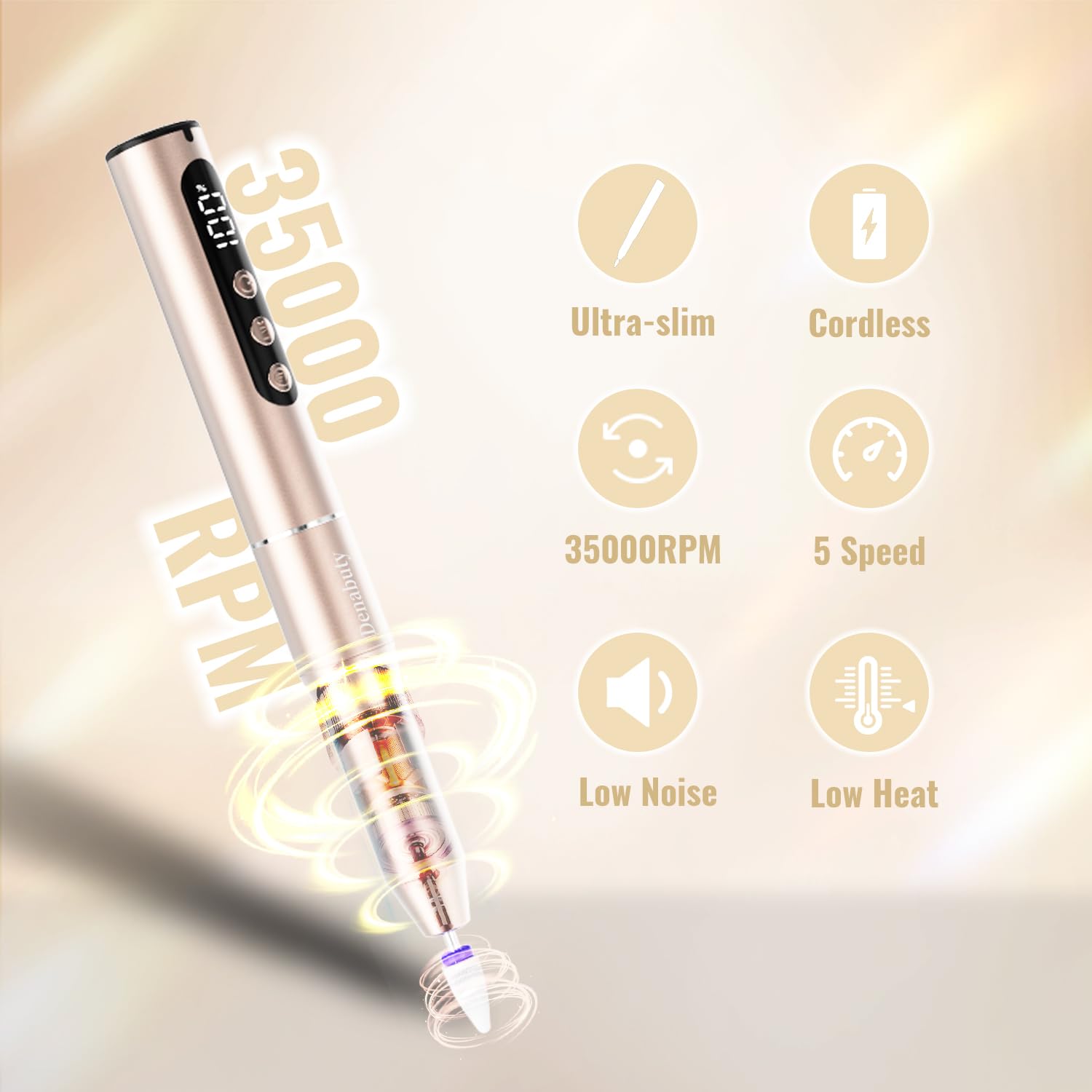 Denabuty nail drill LCD screen and speed display view