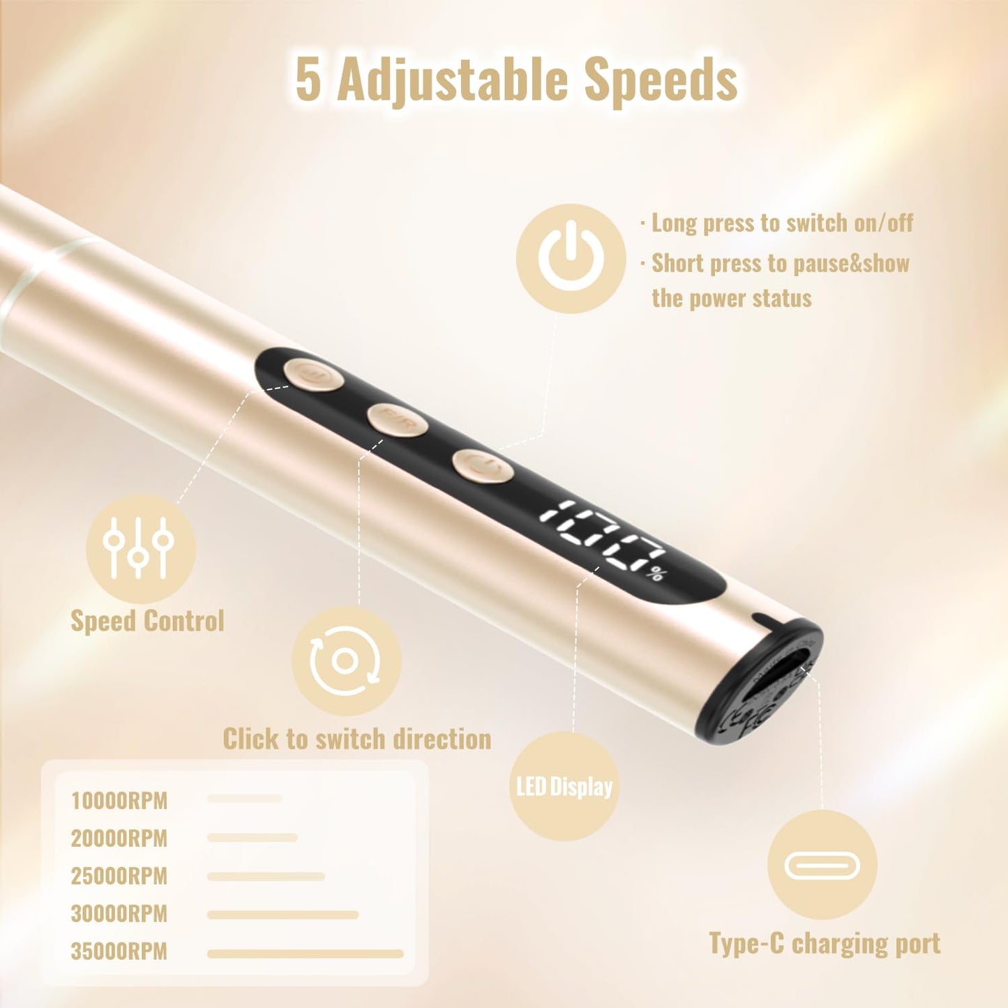 Professional manicure setup using Denabuty rechargeable e-file