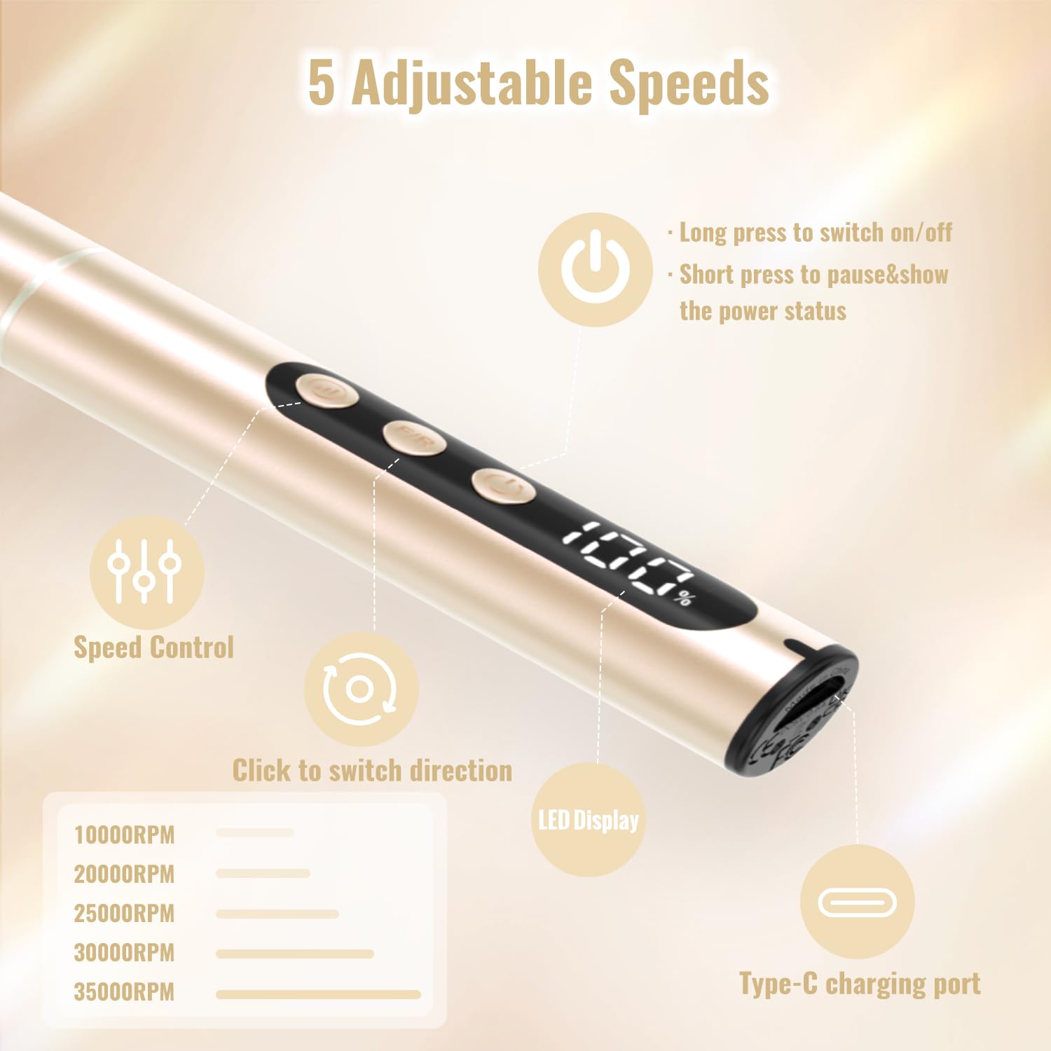 Professional manicure setup using Denabuty rechargeable e-file