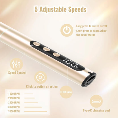 Professional manicure setup using Denabuty rechargeable e-file