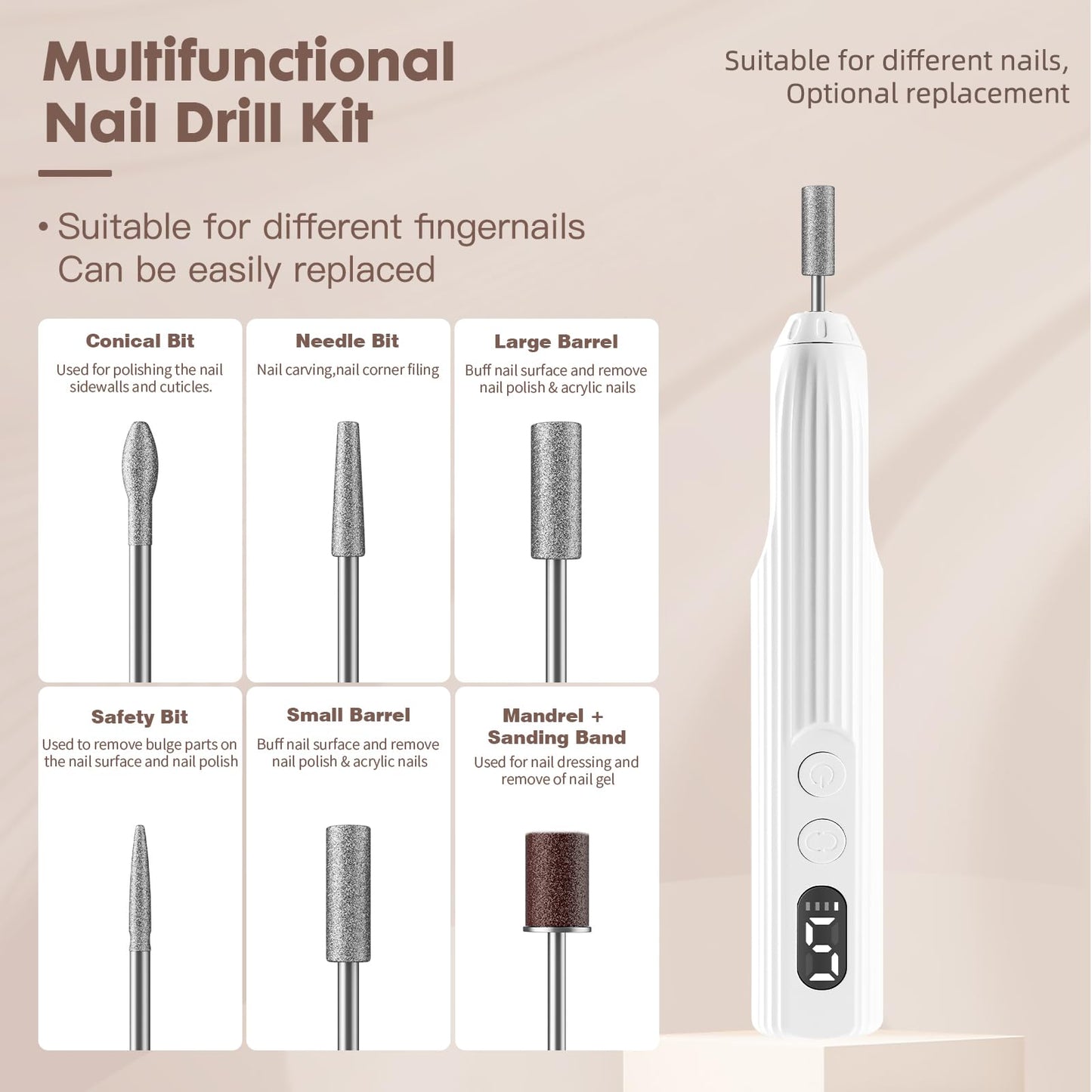 Detailed view of electric nail file speed control