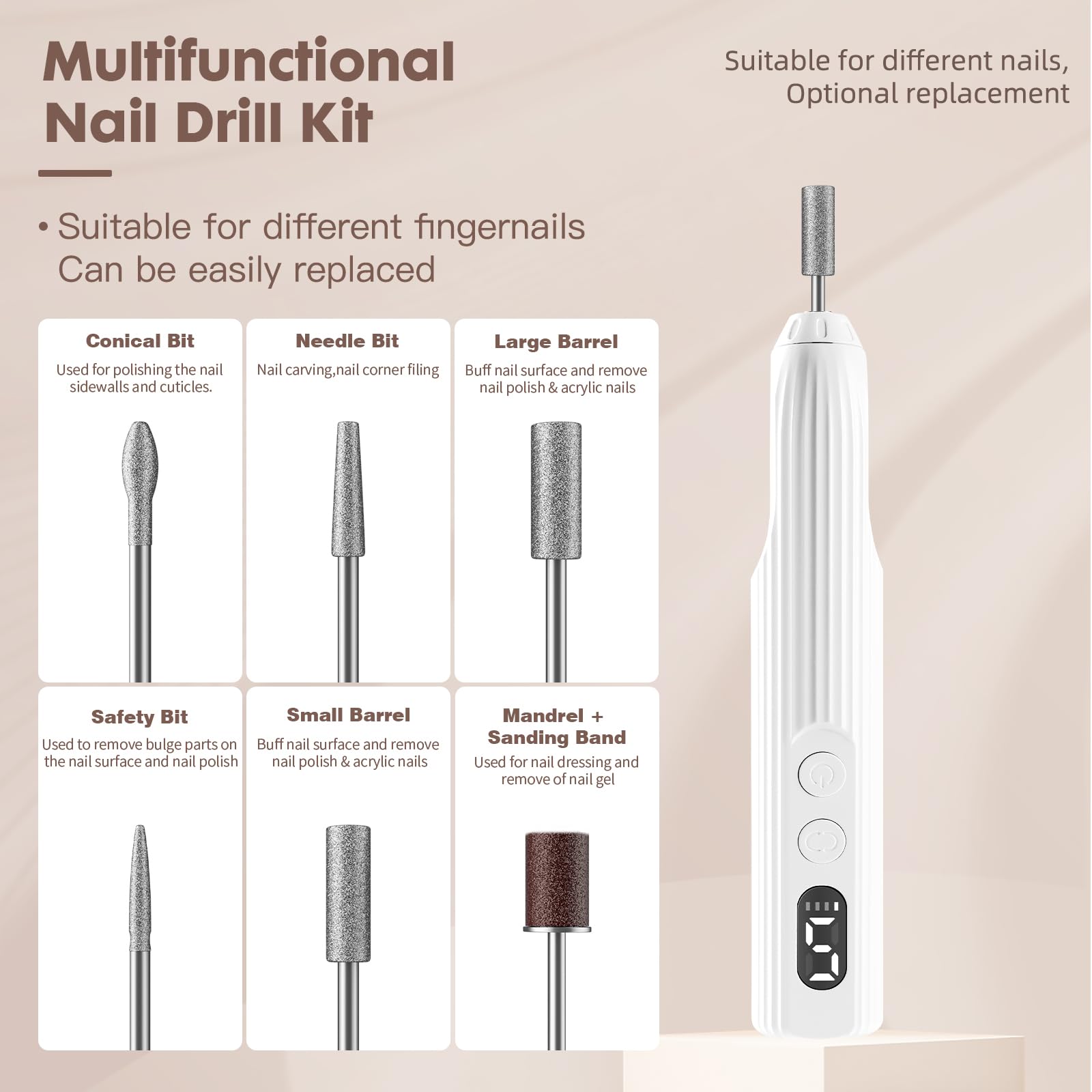 Detailed view of electric nail file speed control
