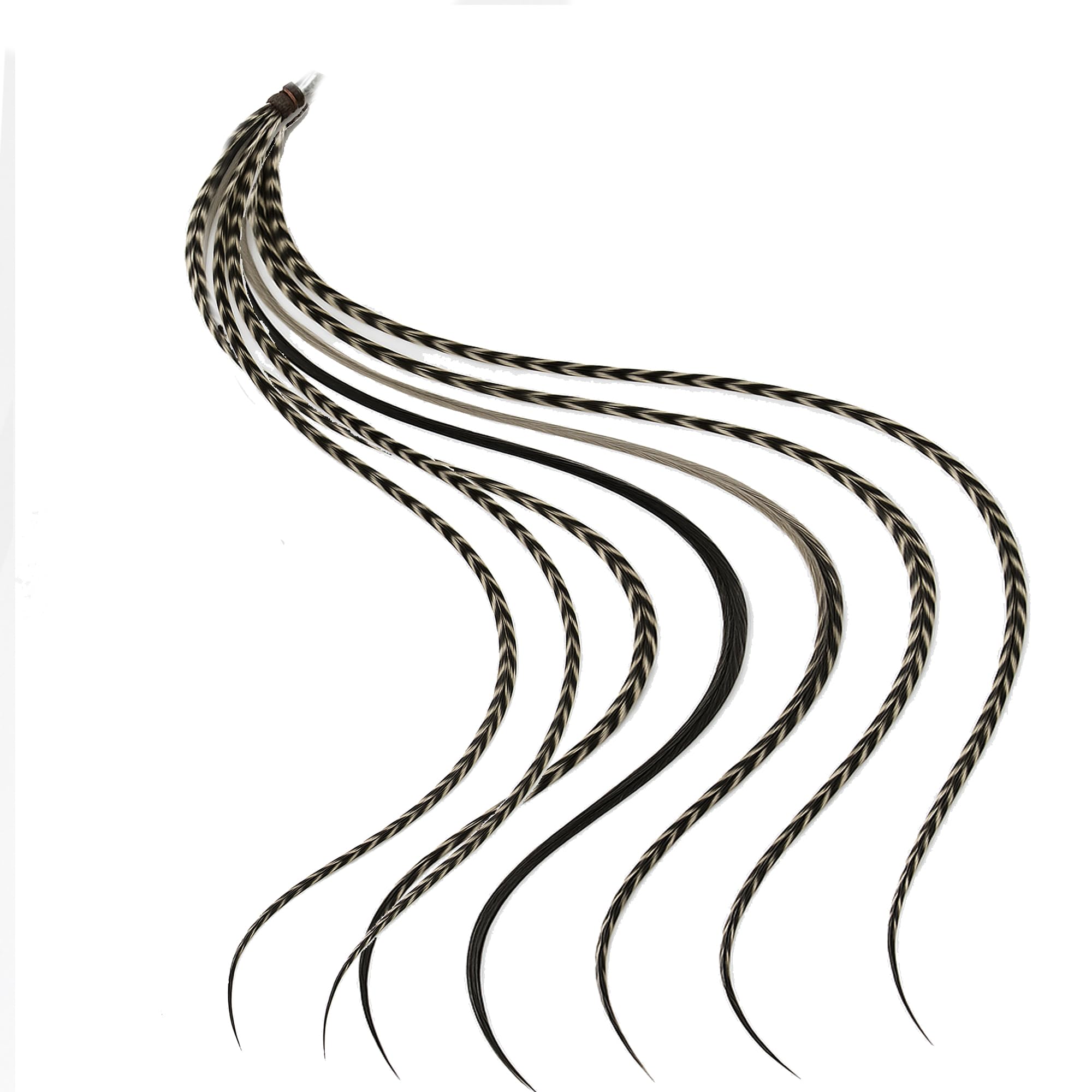 Monochromatic salt and pepper feather hair accessory
