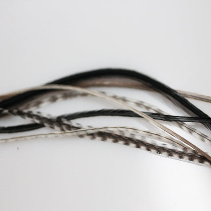 Side profile of feather extension in hair