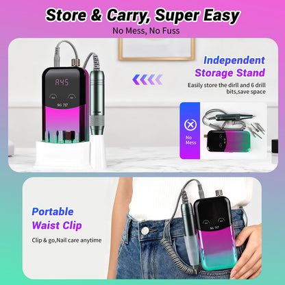 Side profile of portable Jewhiteny nail drill unit