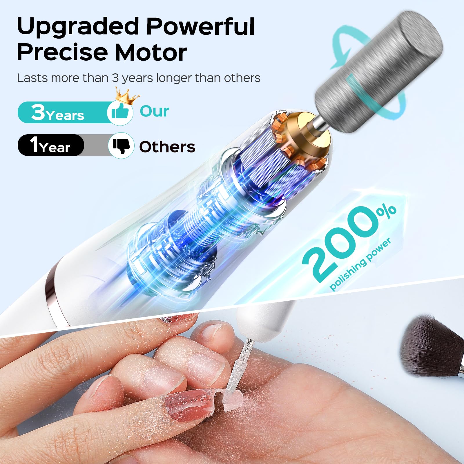 Portable nail drill machine held in hand