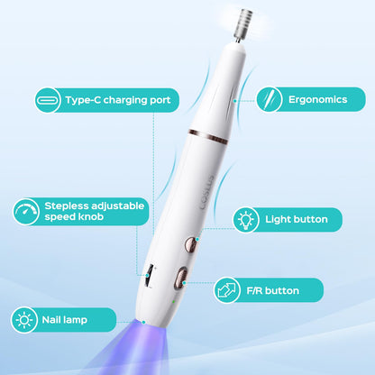 Side profile of Coslus rechargeable nail file device