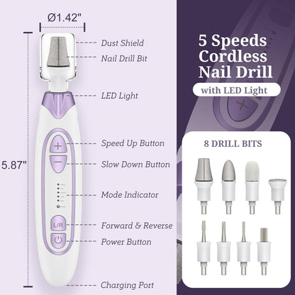 Side view of Pelcas electric toenail drill in white