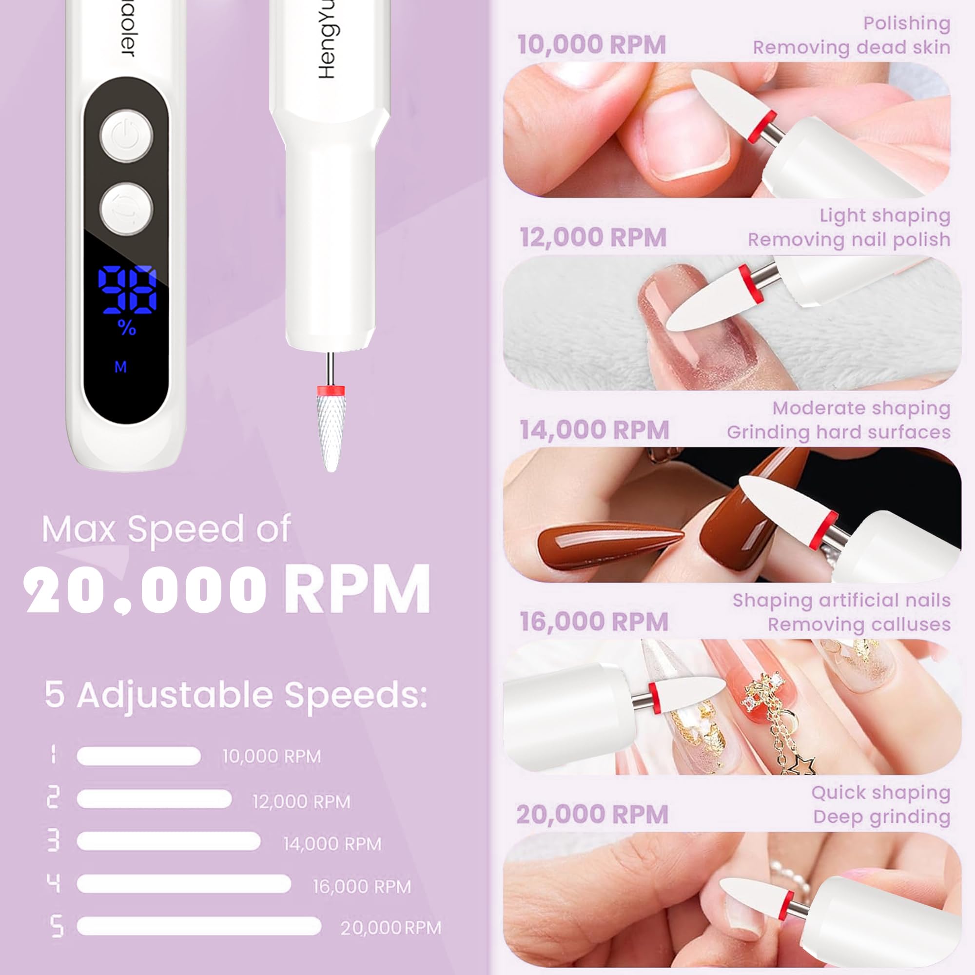 Portable acrylic nail drill machine for pedicure use