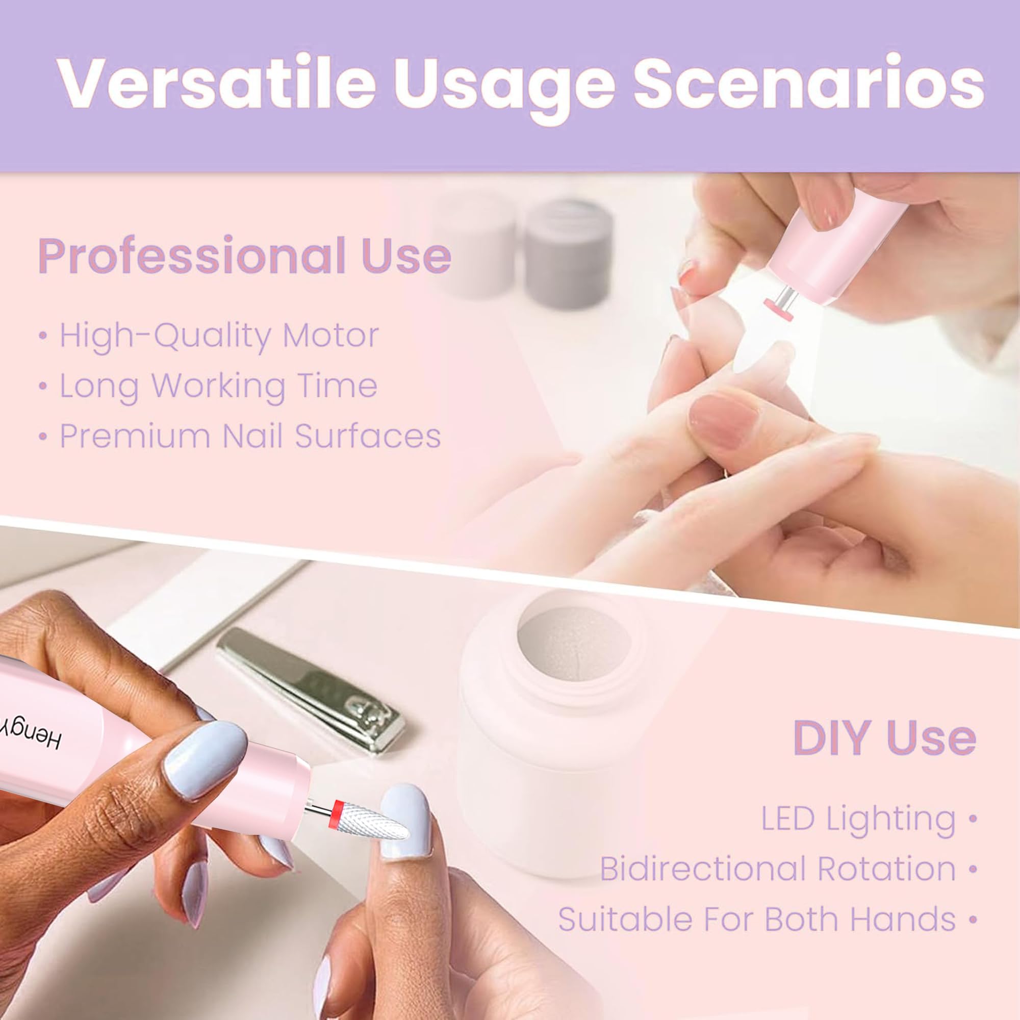Ergonomic handheld electric nail grinder for gel removal