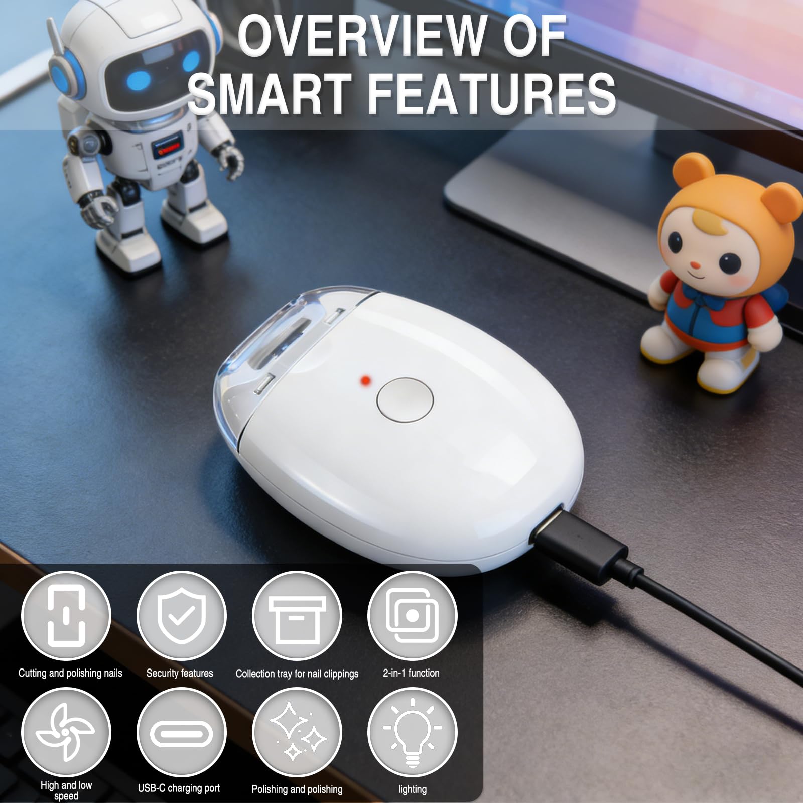 Two pieces of Qurax automatic nail trimmers in white