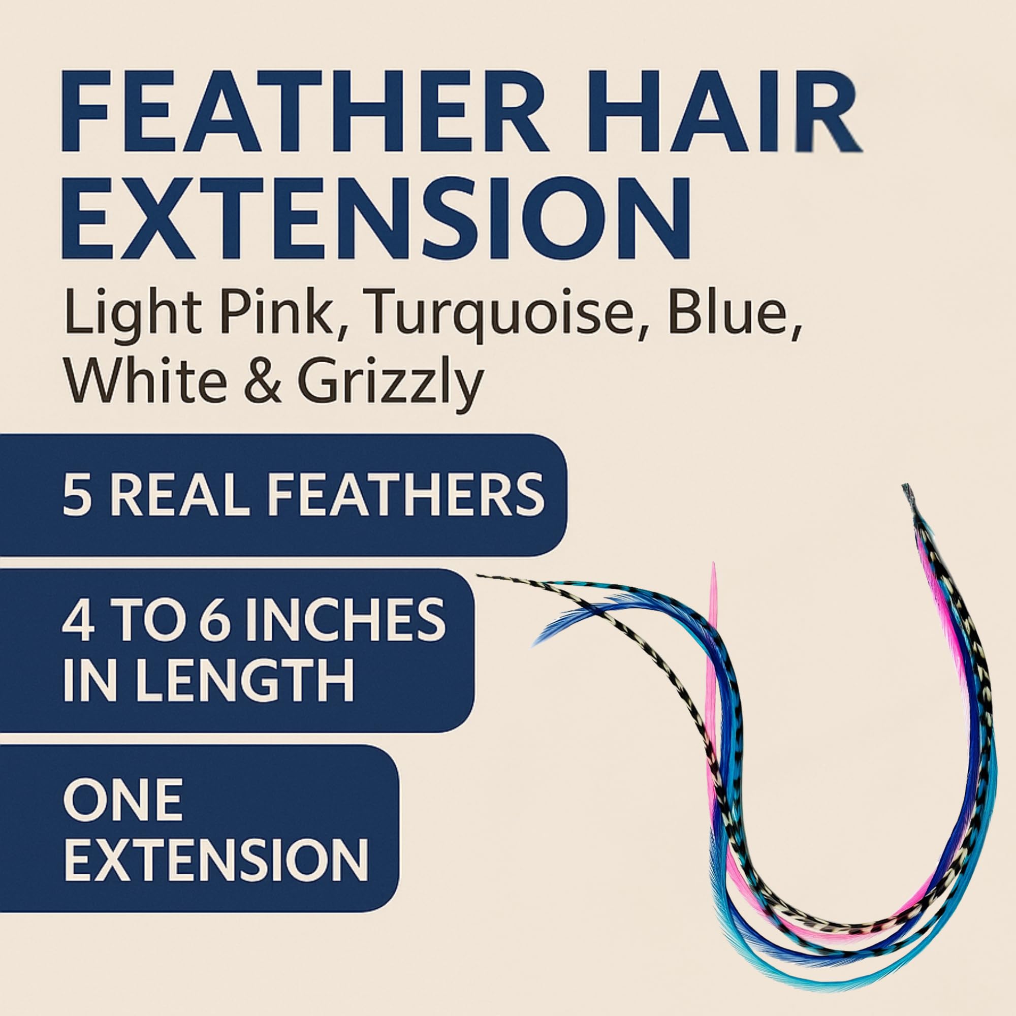 Light pink and turquoise hair feathers for styling