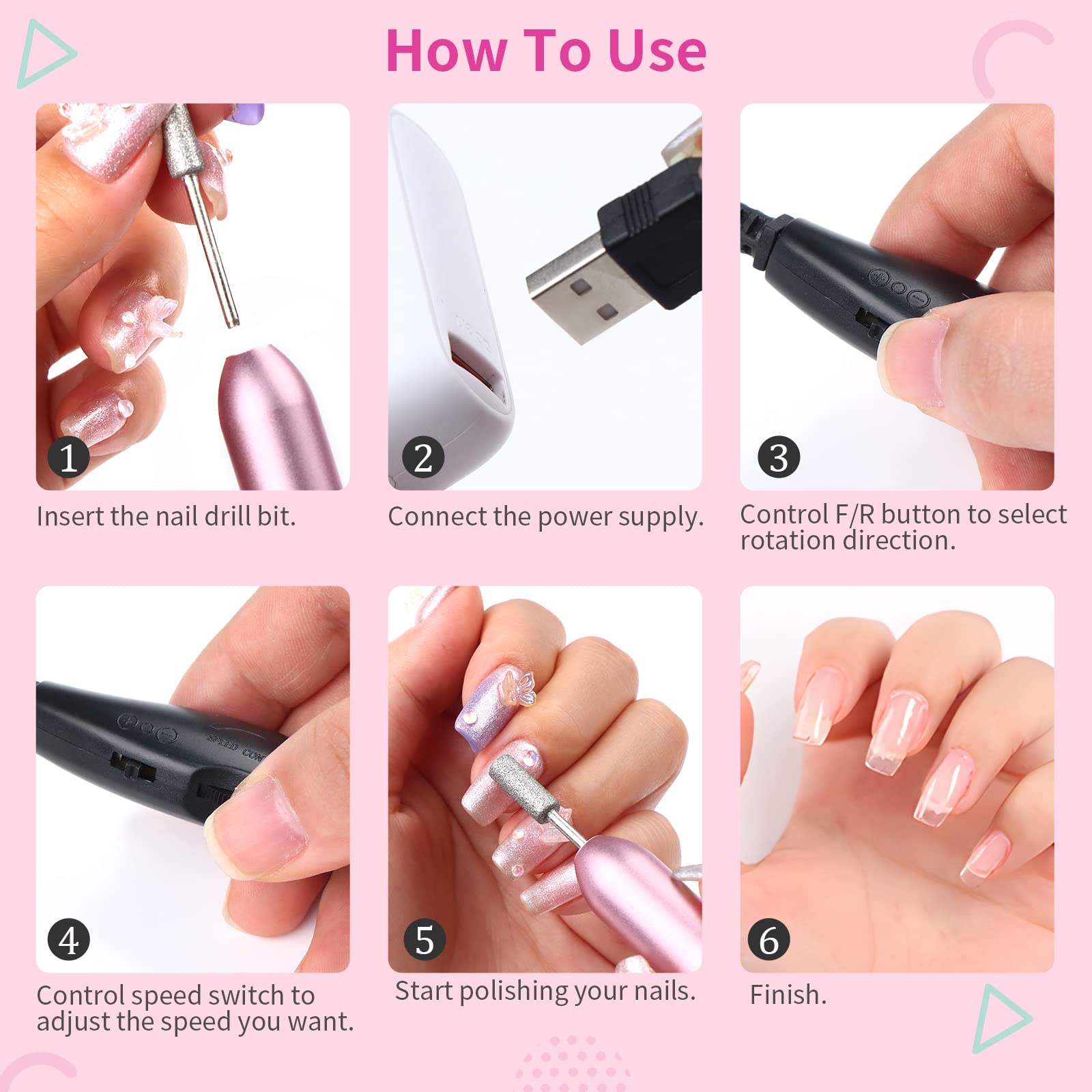 Saviland manicure nail drill set with 7 interchangeable bits