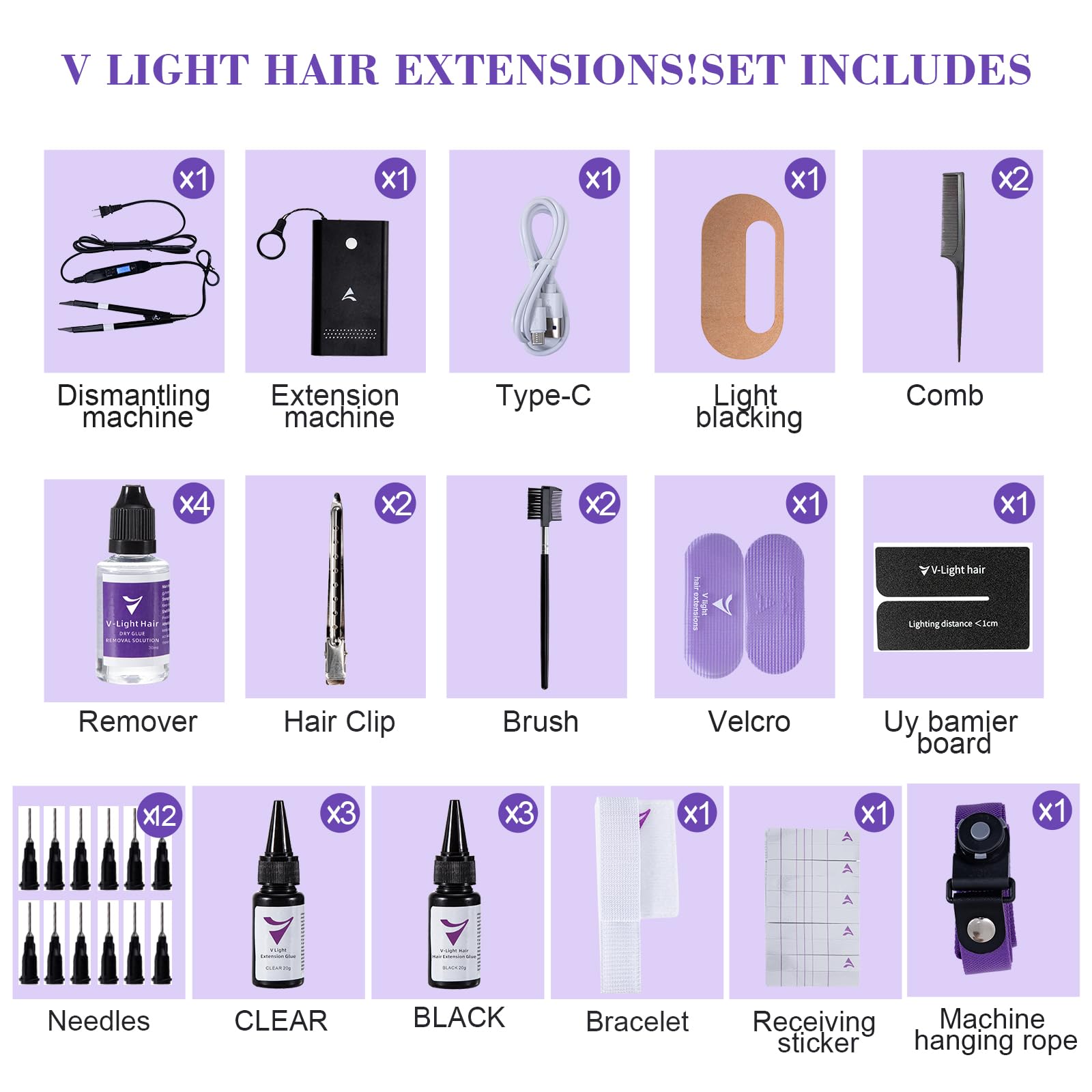 UV light extension machine and bonding glue kit accessories