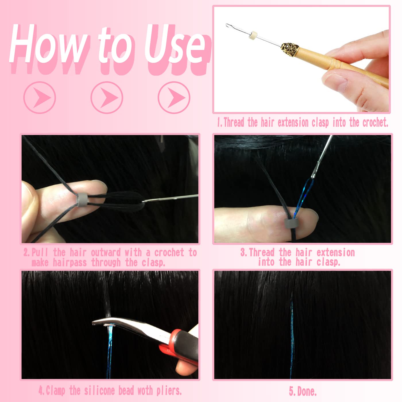 Top view of 2400 strands hair tinsel kit packaging